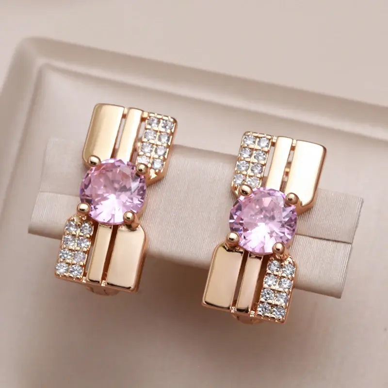 Kolczyki z cyrkoniami w kształcie róży