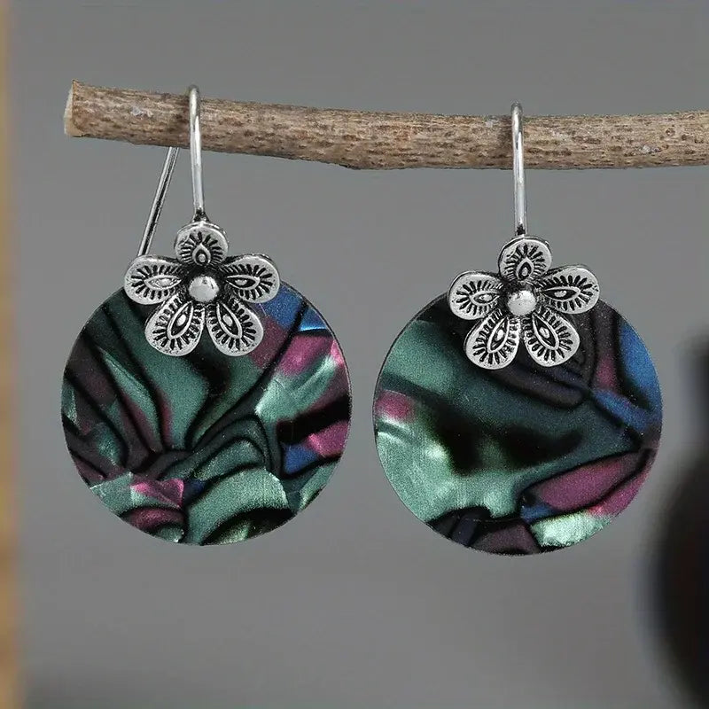 Kolorowe okrągłe vintage kolczyki