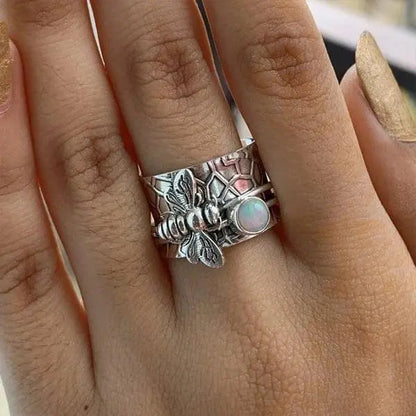 Pierścień z wirnikiem do medytacji z kamienia pszczelego