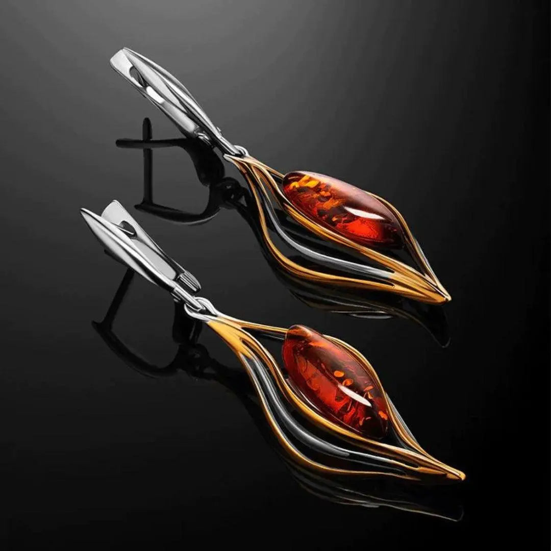 Srebrne wiszące kolczyki z ogniem