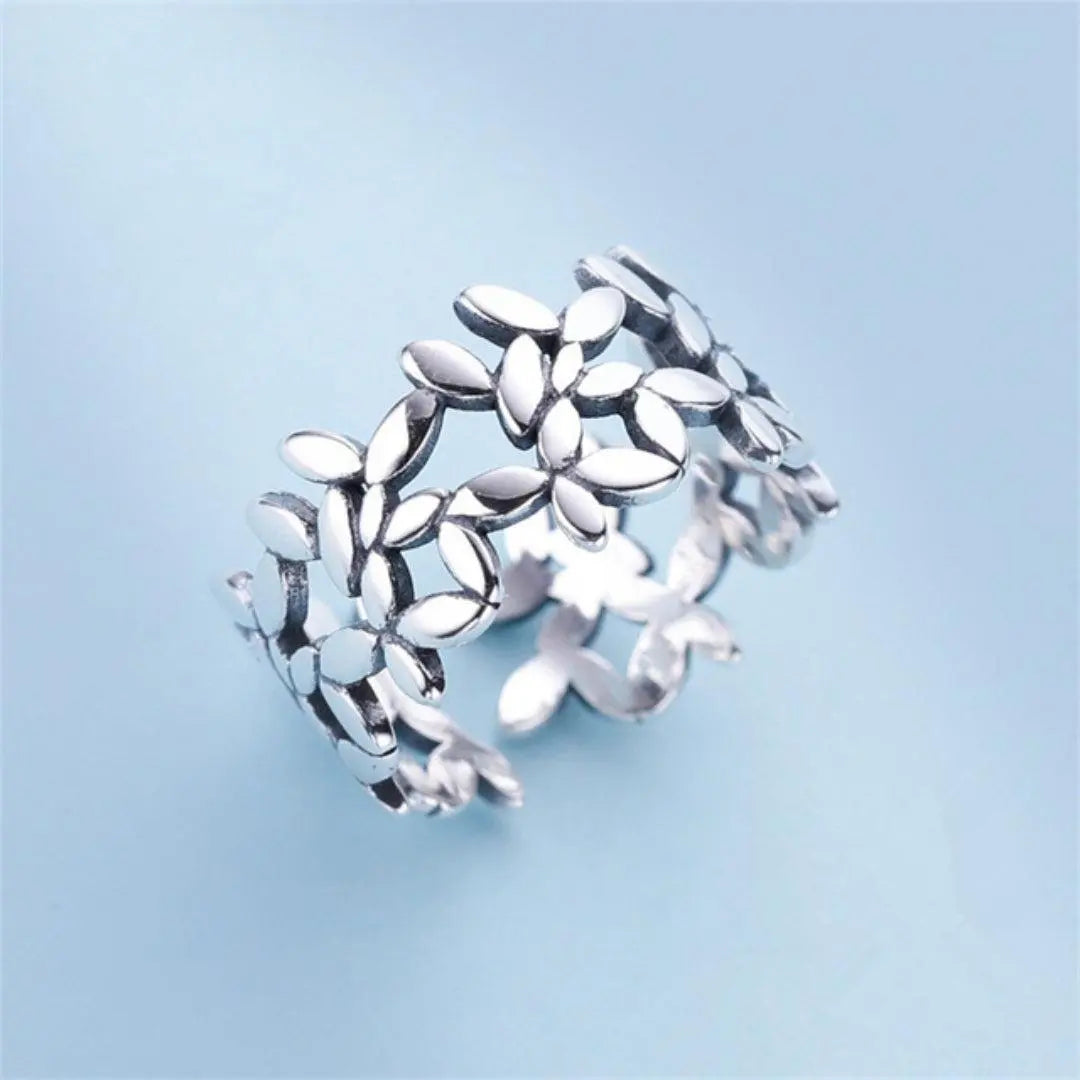 Regulowany Pierścień z Srebra Sterlingowego z Wawrzynem