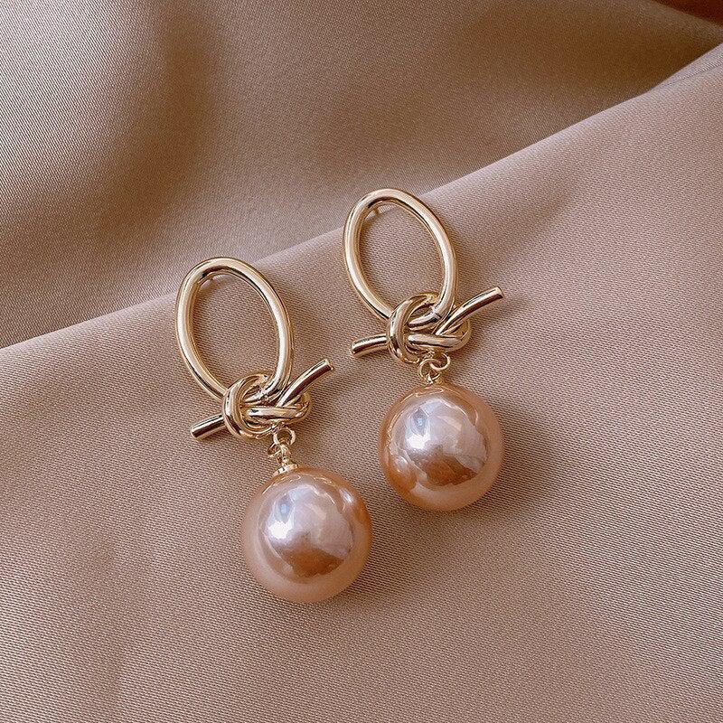 Gold Pearl Drop Earrings