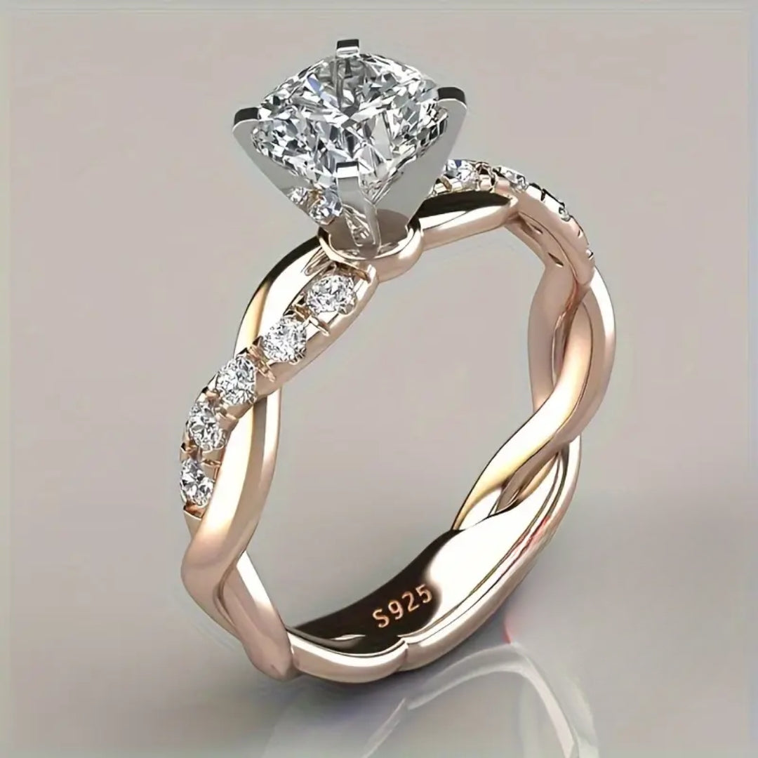 pleciony pierścień z kryształami