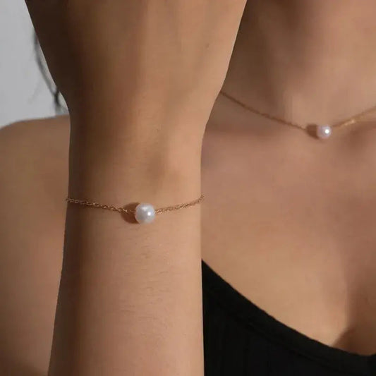 Złota Bransoletka z Perlami