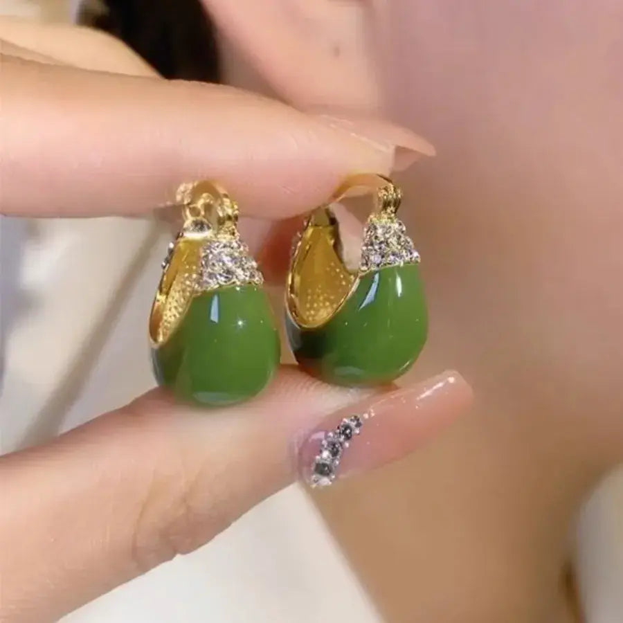 Kolczyki Zielone Eleganckie Błyszczące Koszyk