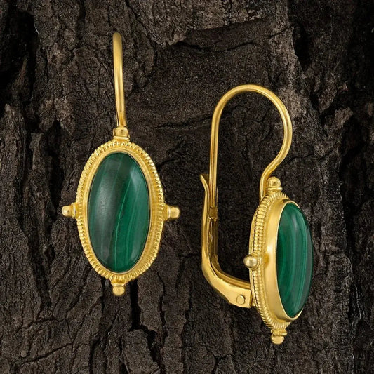 Zielone złoto-platerowane vintage earrings