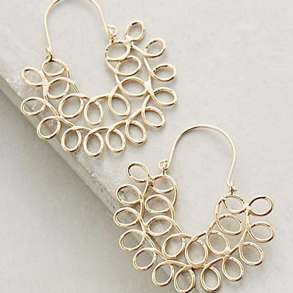 Vintageowe złote kolczyki z mandalą i otworem