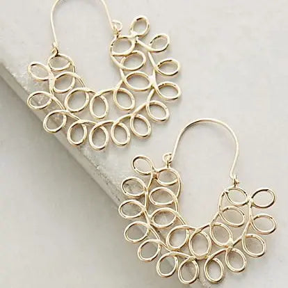 Vintageowe złote kolczyki z mandalą Hollow