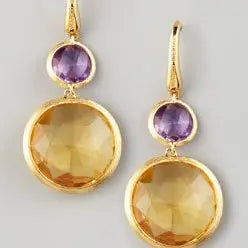 Vintage'owe okrągłe kolczyki z pomarańczowego kryształu