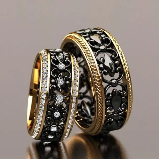 Vintage Hollow Black Rings