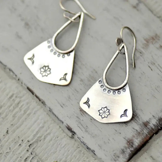 Vintage'owe wiszące srebrne kolczyki