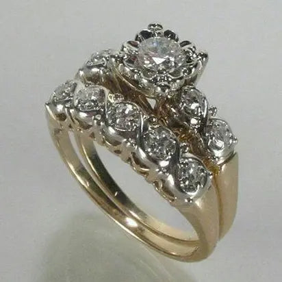 Wintage'owy złoty pierścionek z brokatem