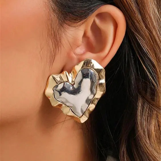 Kolczyki serca z złota i srebra