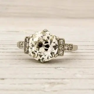 Vintowy Srebrny Szklany Pierścień