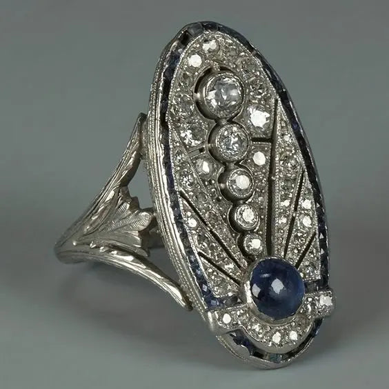 Vintage błyszczący owalny pierścionek