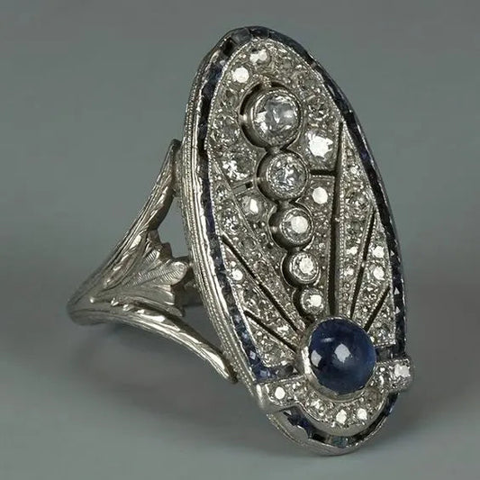 Vintage błyszczący owalny pierścionek